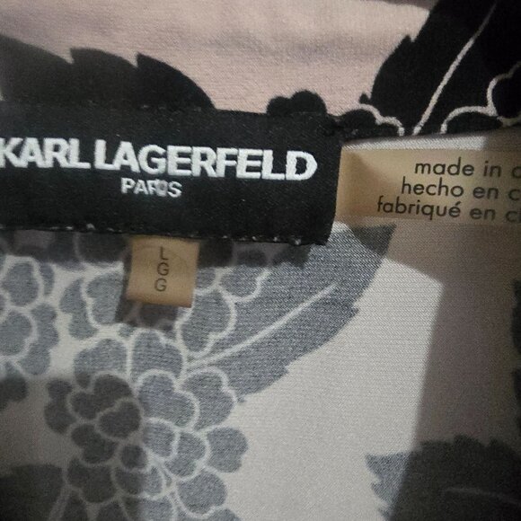 Karl Lagerfeld Paris Womens Floral Button-Up Blouse size L corporate grunge - Picture 8 of 10